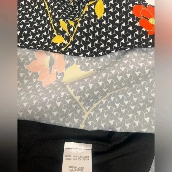 ModCloth A Line Midi Skirt Womens XL Black Floral Geometric Pockets - Picture 9 of 10